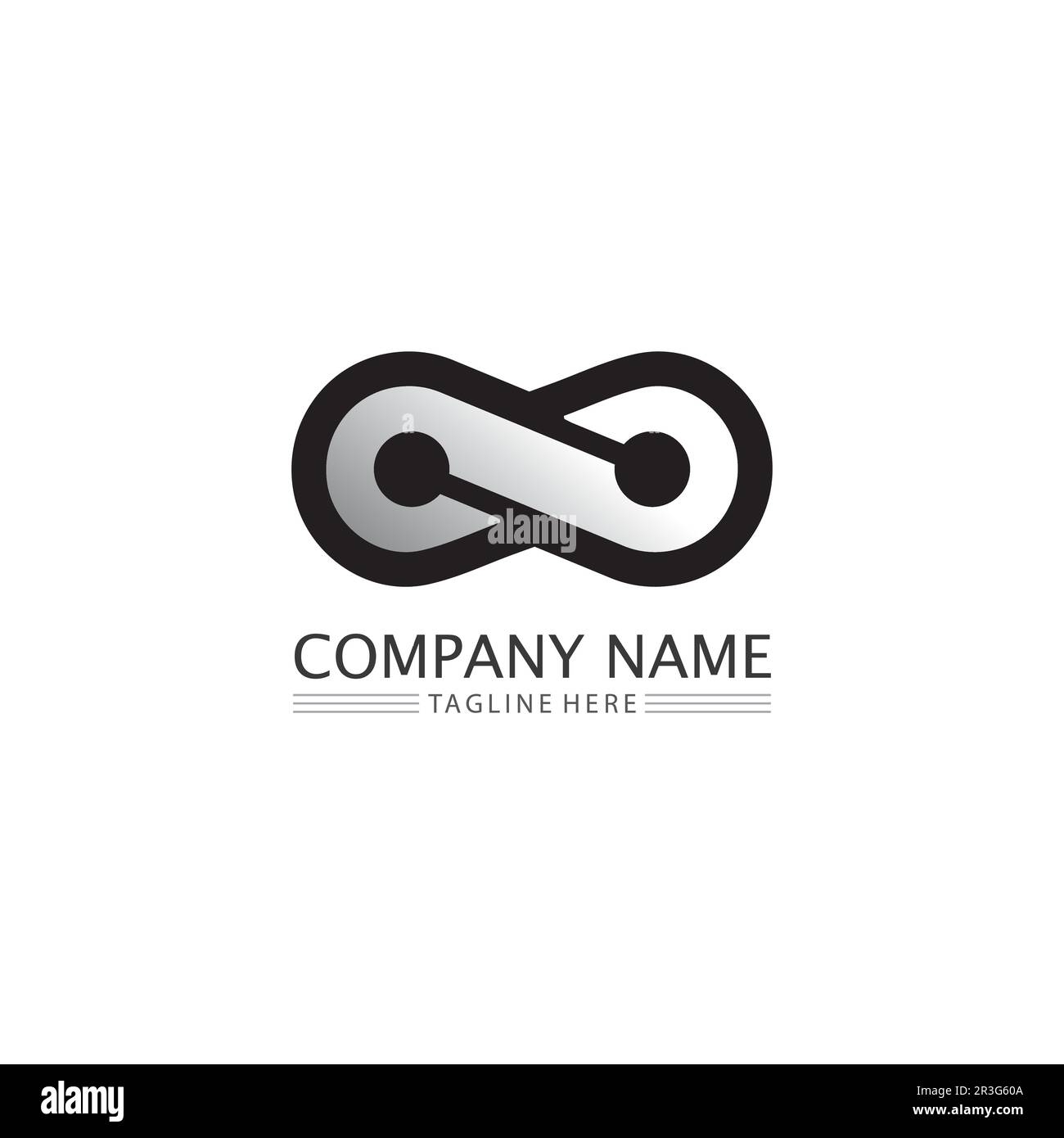 Infinity Design-Logo und 8-Symbol, Vektor, Schild, kreatives Logo für Unternehmen und Infinity-Symbol für Unternehmen Stock Vektor
