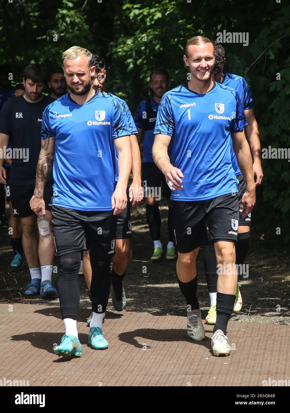 Luka Sliskovic und Dominik Reimann (1. FC Magdeburg) -DFB DFL Fußball 2. Bundesliga Staffel 2022-2023 Testspiel GrÃ¼n Weiss Ilsen Stockfoto