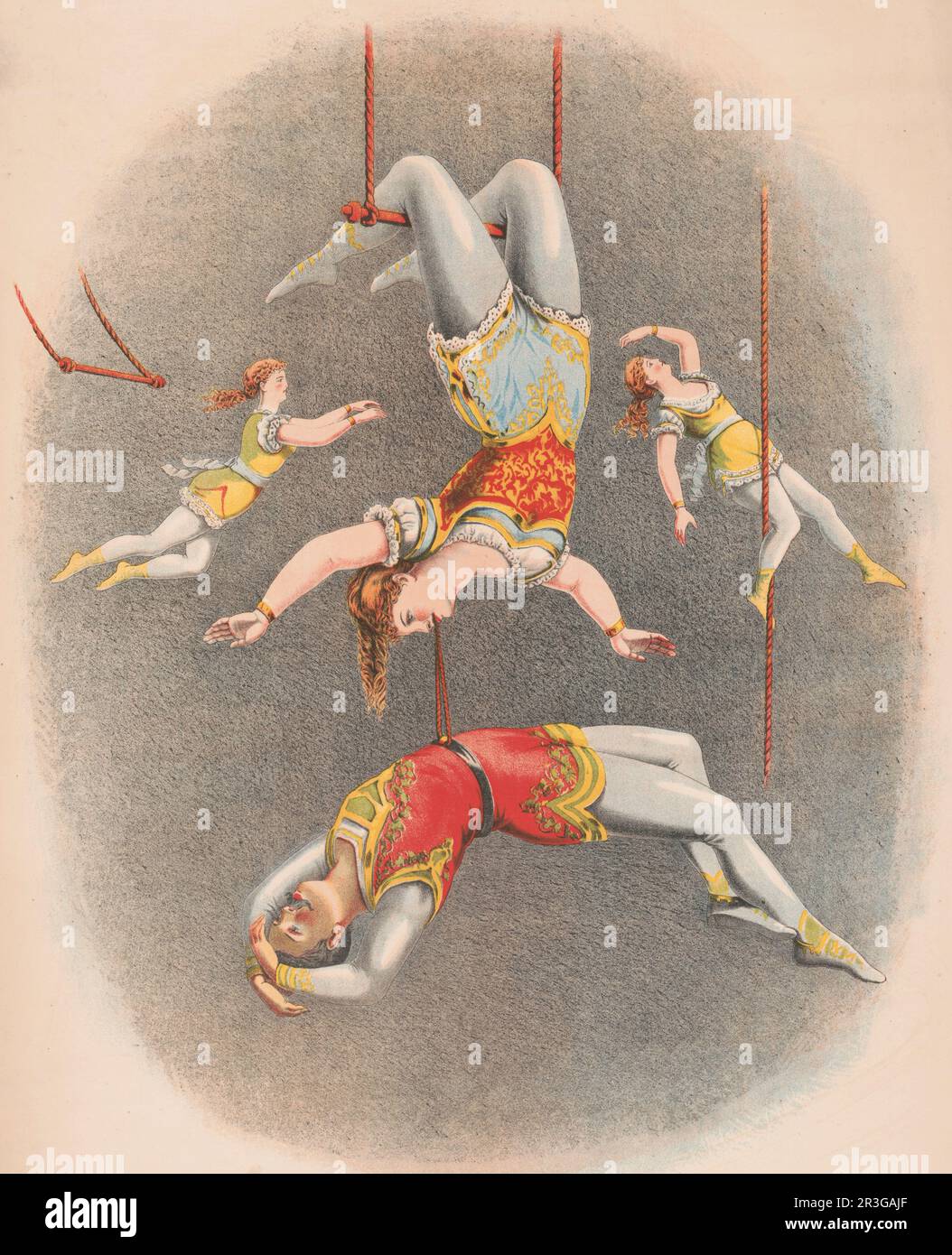 Männliche und weibliche Trapezdarsteller, ca. 1875. Stockfoto