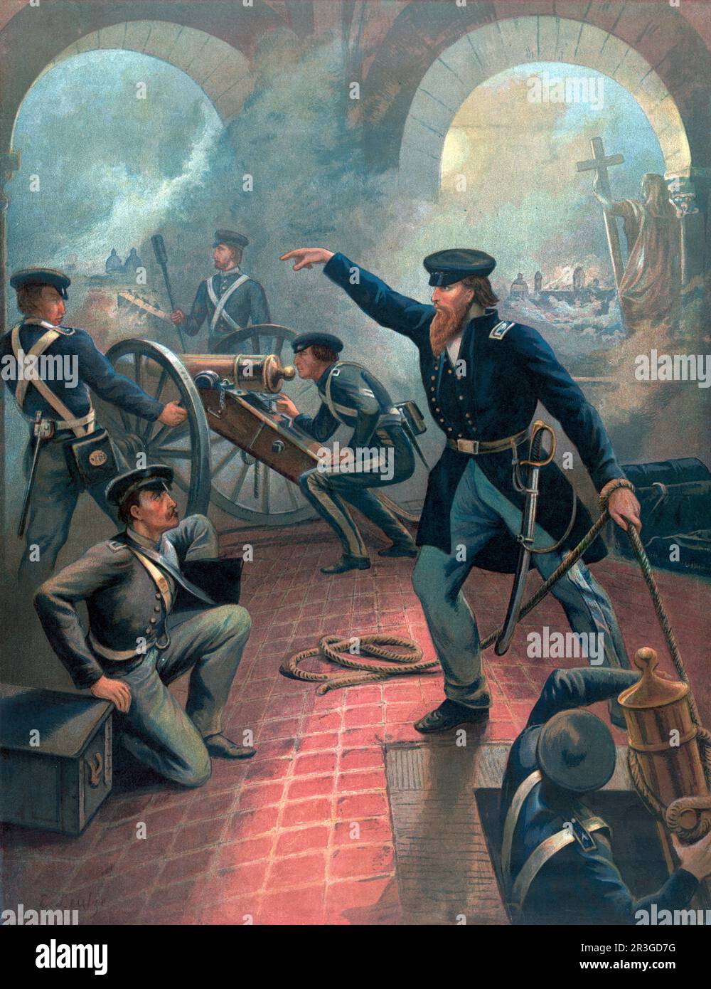 Odysseus S. Grant befehligt während des mexikanischen Amerikanischen Krieges Soldaten in einer Festung in Mexiko. Stockfoto Odysseus S. Grant befehligt während des mexikanischen Amerikanischen Krieges Soldaten in einer Festung in Mexiko. Stockfoto