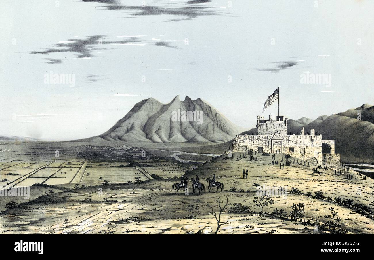 23. September 1846 - Monterrey, Mexiko, vom Independence Hill, hinter dem Bischofspalast. Stockfoto