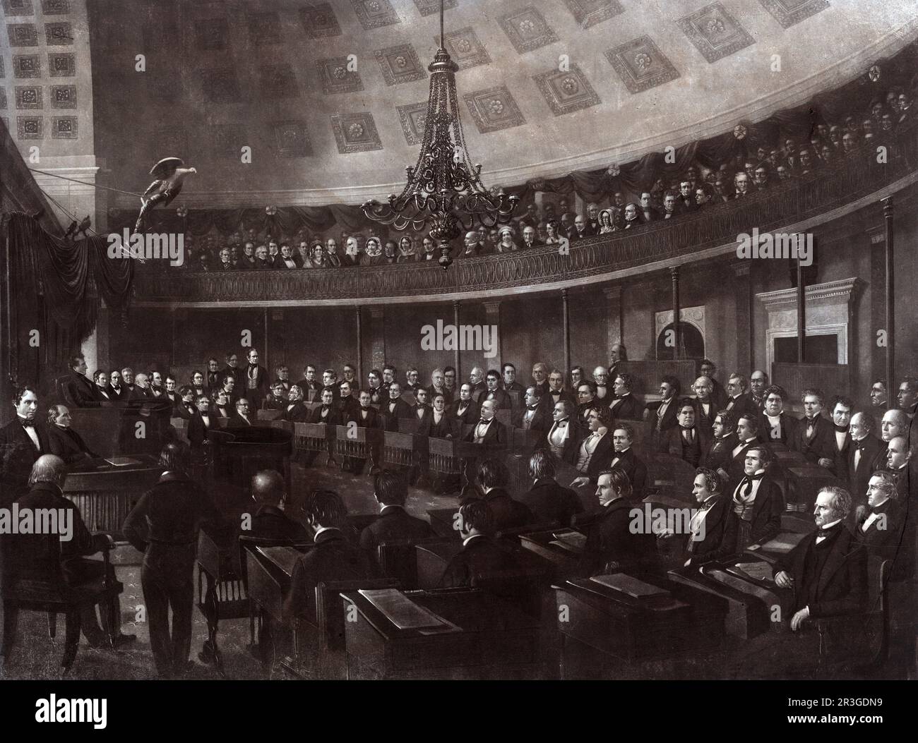 Vintage-Druck der Senatskammer der Vereinigten Staaten. Stockfoto