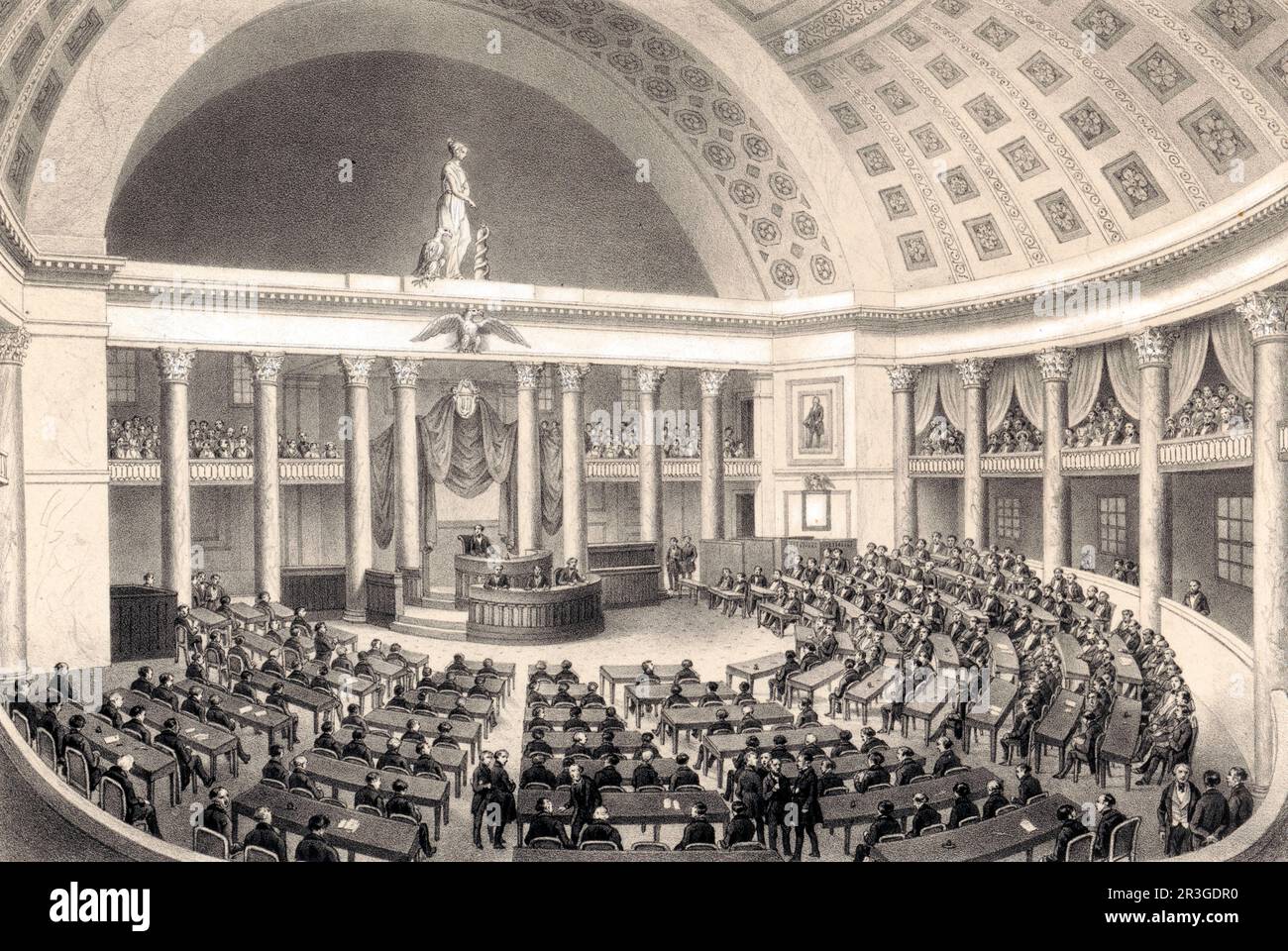 Vintage Print der Kammer des Repräsentantenhauses, Washington D.C. Stockfoto