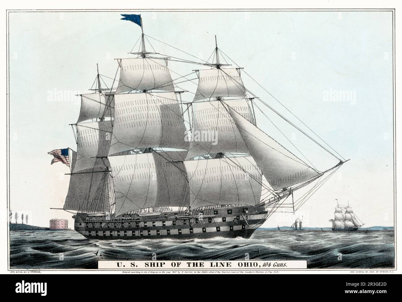 USA Navy Schiff der Linie USS Ohio, 104 Kanonen. Stockfoto