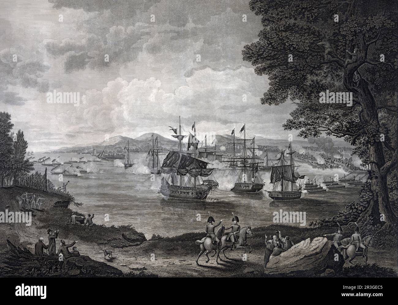 11. September 1814 - Marineschlacht am Lake Champlain zwischen amerikanischen und britischen Streitkräften. Stockfoto