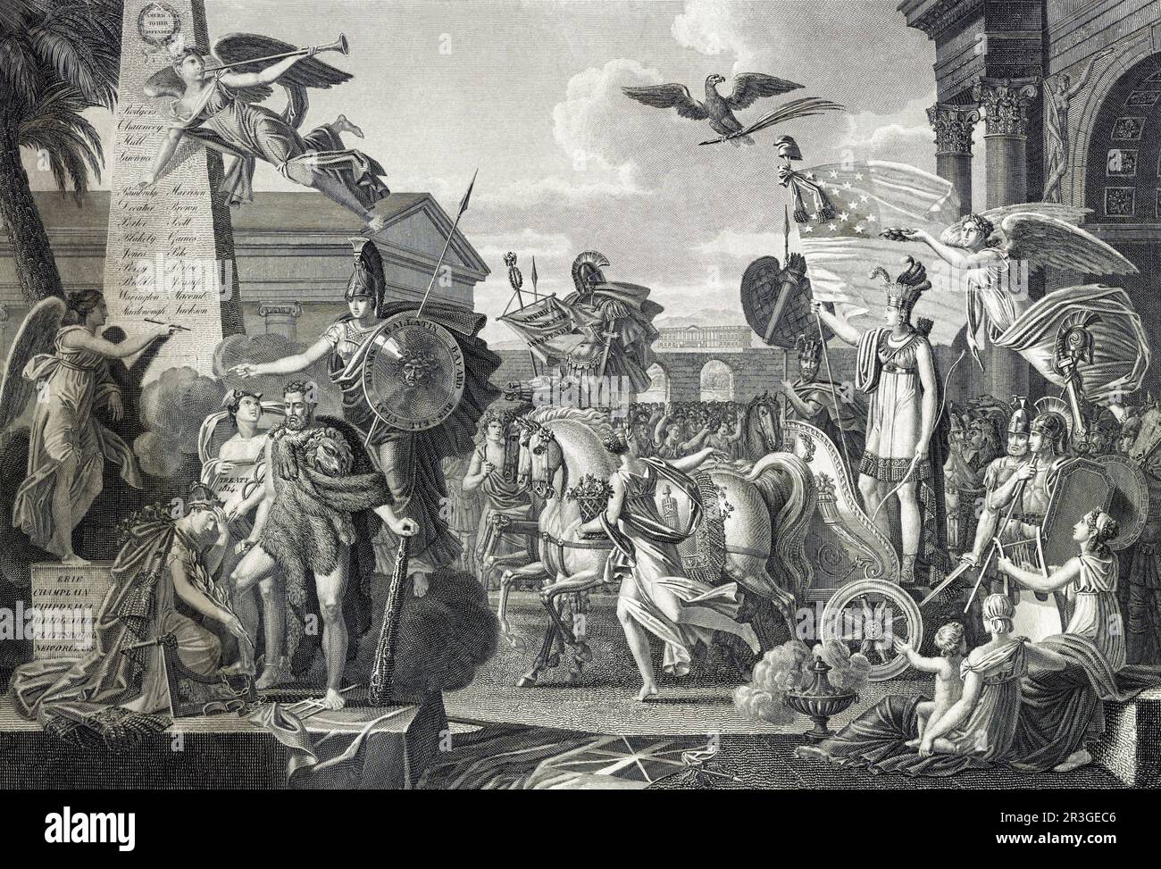 Allegorischer Verweis auf den Vertrag von Gent, der den Krieg von 1812 beendete. Stockfoto Allegorischer Verweis auf den Vertrag von Gent, der den Krieg von 1812 beendete. Stockfoto
