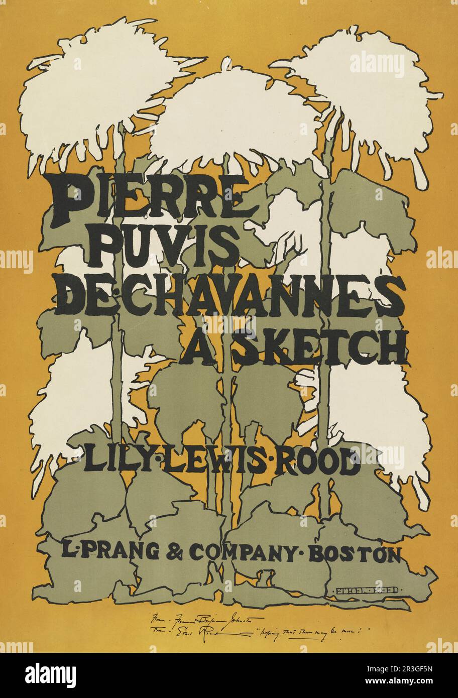 Vintage-Druck mit einer Anzeige für ein Buch, illustriert mit Blumen um 1895. Stockfoto