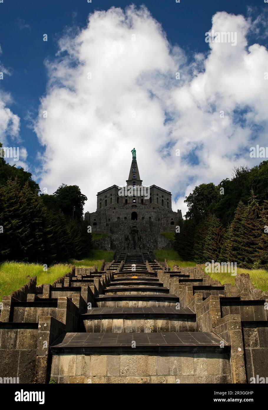 Bergpark Wilhelmshöhe, Hercules Building und die Großen Kaskaden, Kassel, Deutschland, Europa Stockfoto