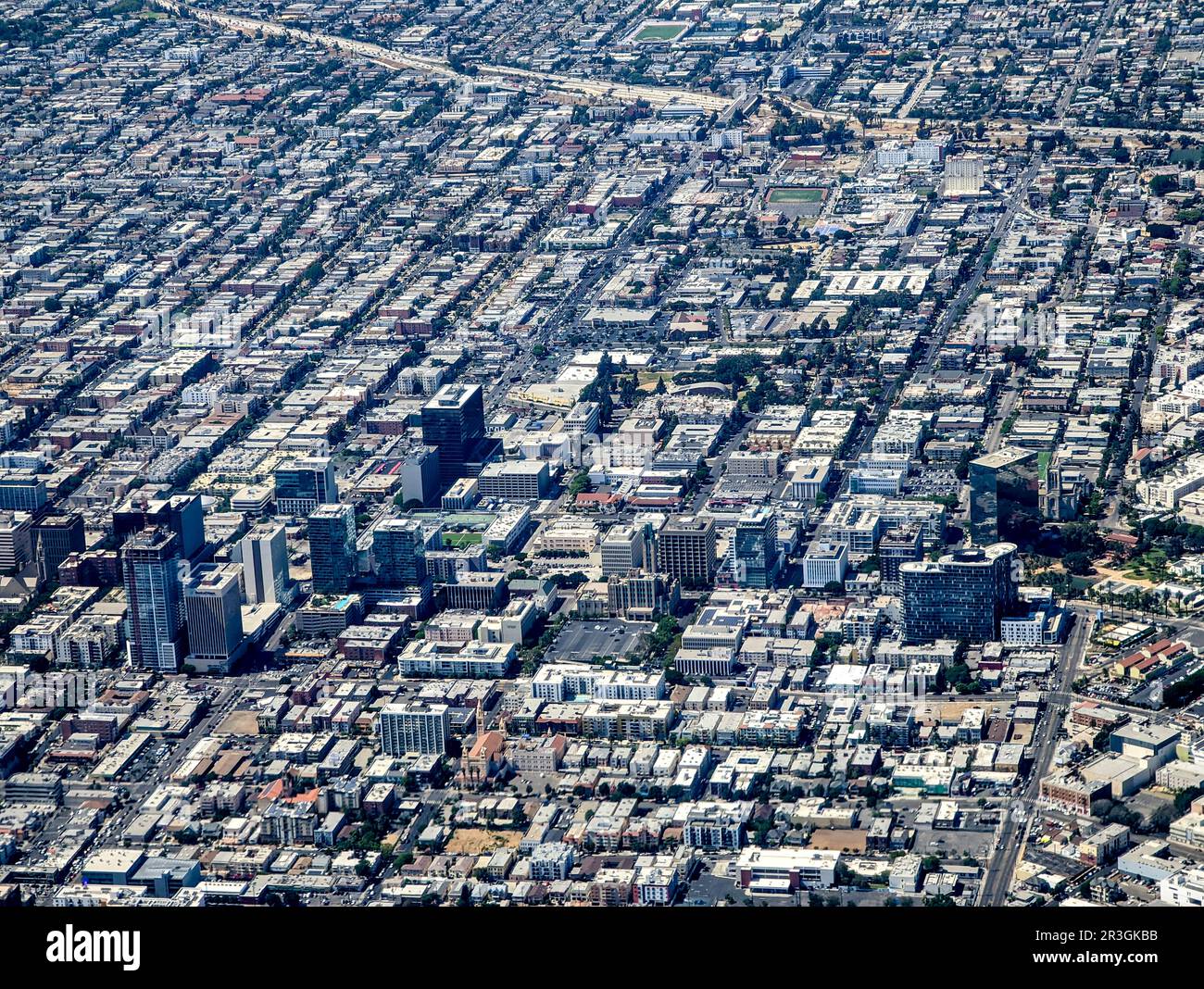 Luftaufnahmen von Los angeles aus dem Flugzeug Stockfoto