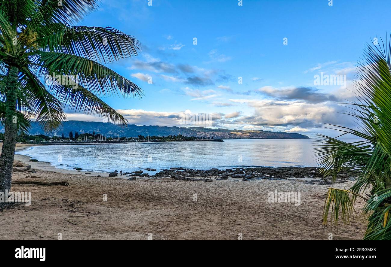 Waialua Bucht in North Shore Oahu, Hawaii Stockfoto