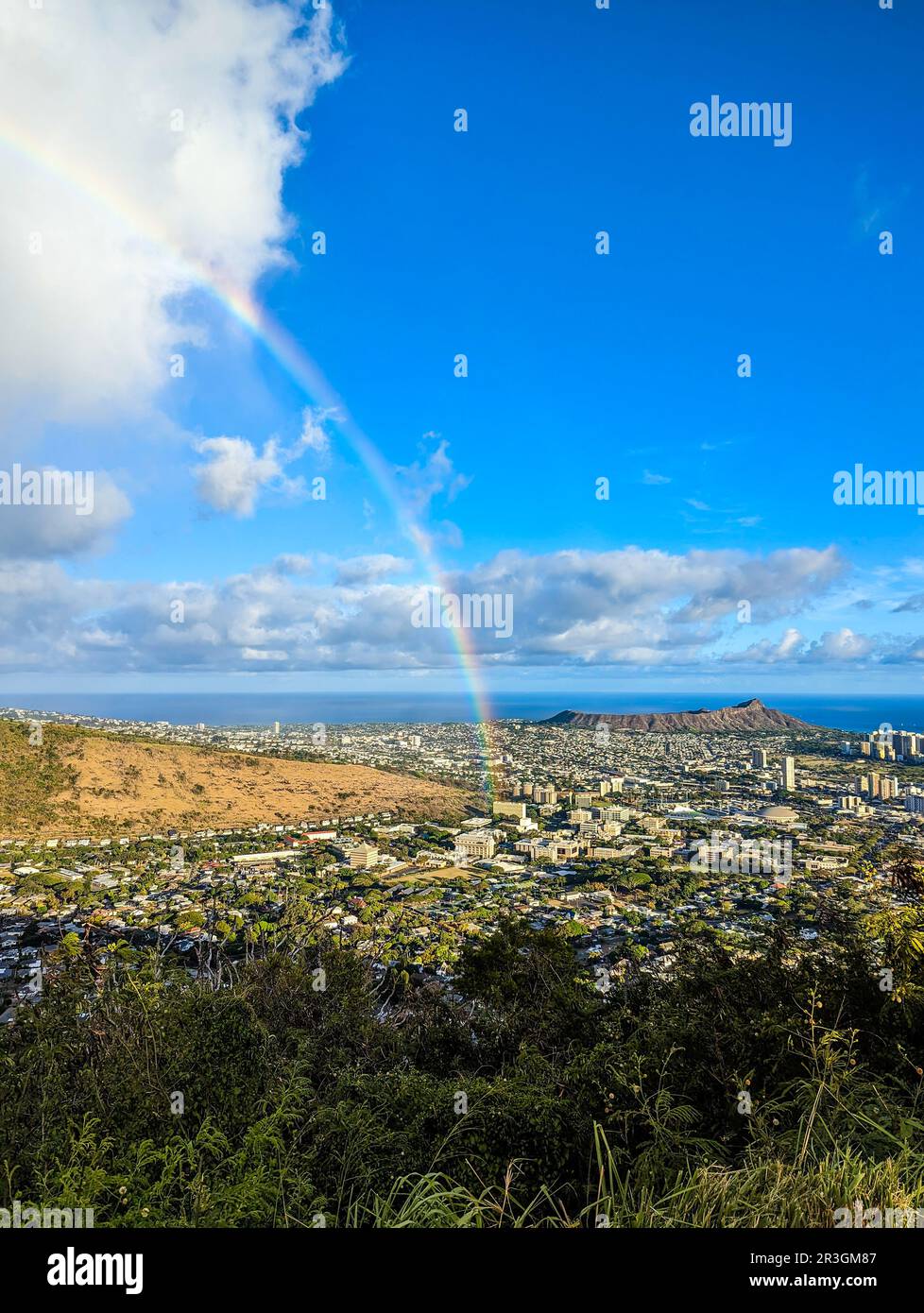Waikiki und Honolulu von Tantalus Overlook auf Oahu Stockfoto