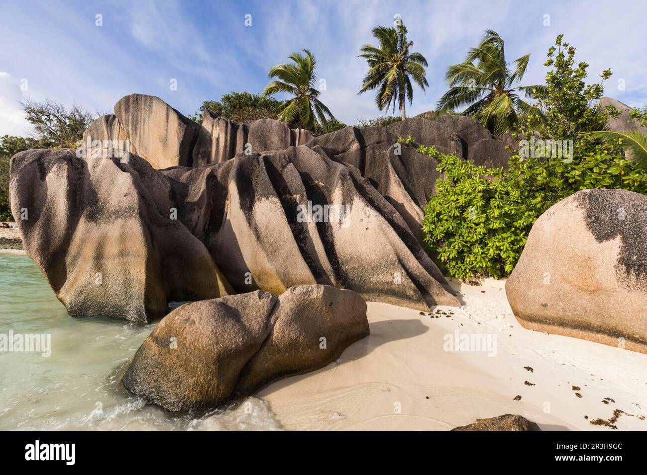 Strand Anse Source d ' Argent, La Digue, Seychellen Stockfoto