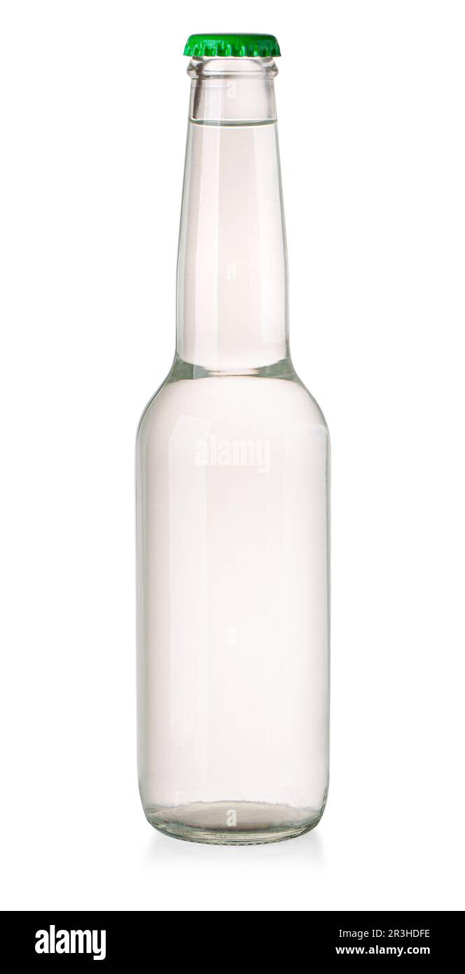 Glasflasche, weiches Getränk isoliert auf weißem Hintergrund, mit Beschneidungspfad Stockfoto
