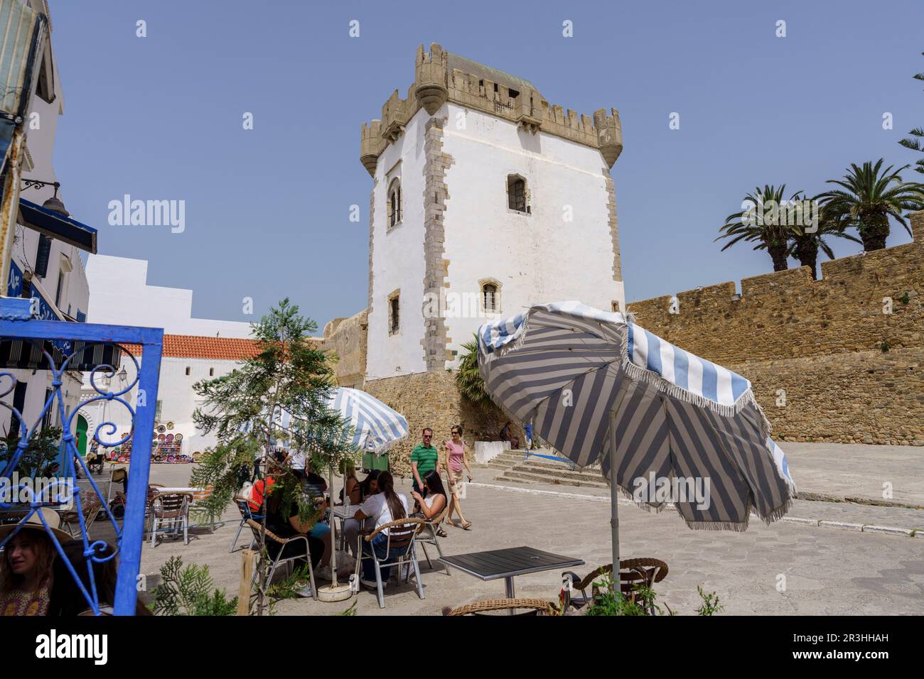 Ibn Khaldun Square, Asilah, marokko, afrika. Stockfoto