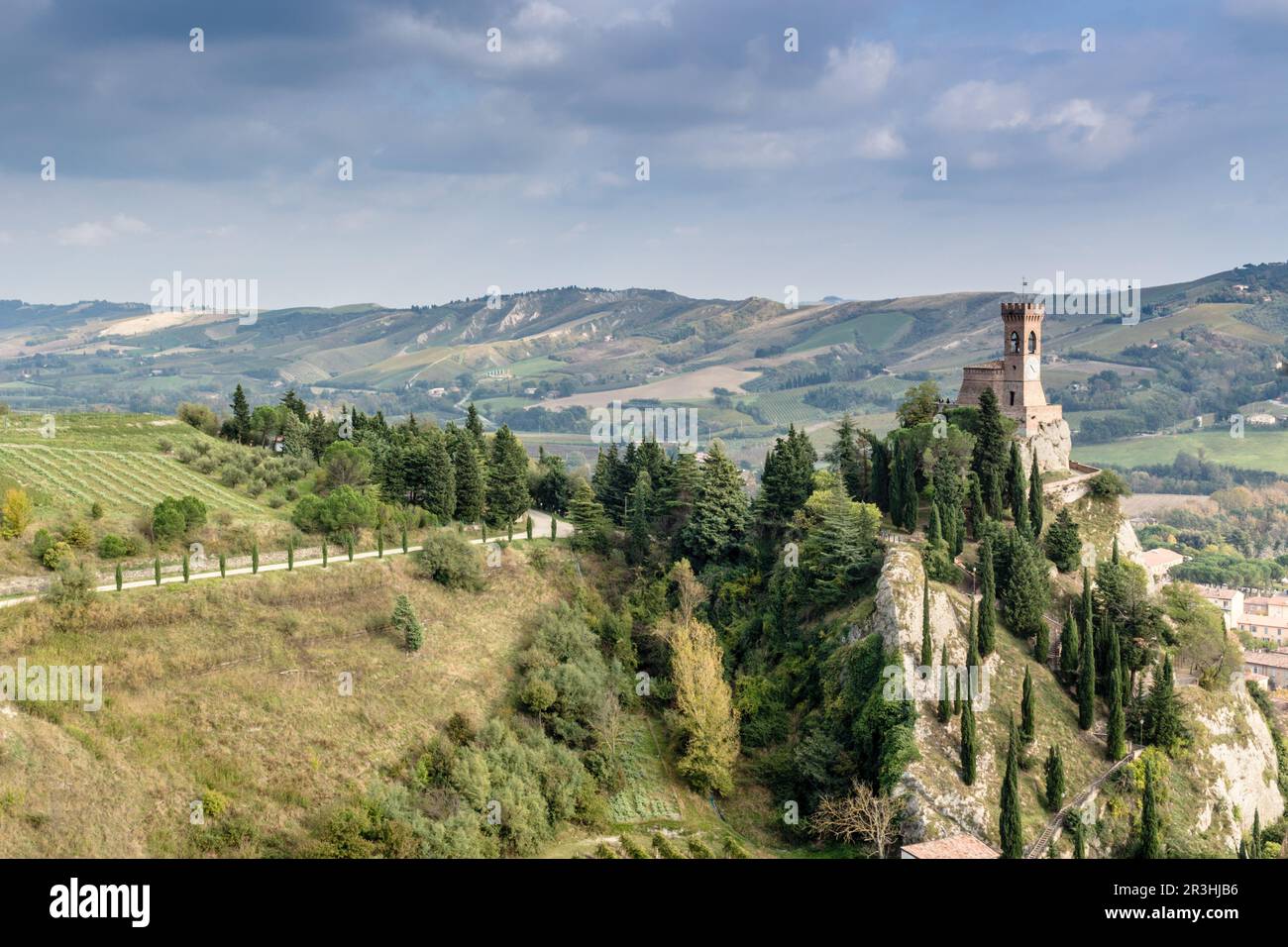 Brisighella, mittelalterlicher Uhrenturm Stockfoto
