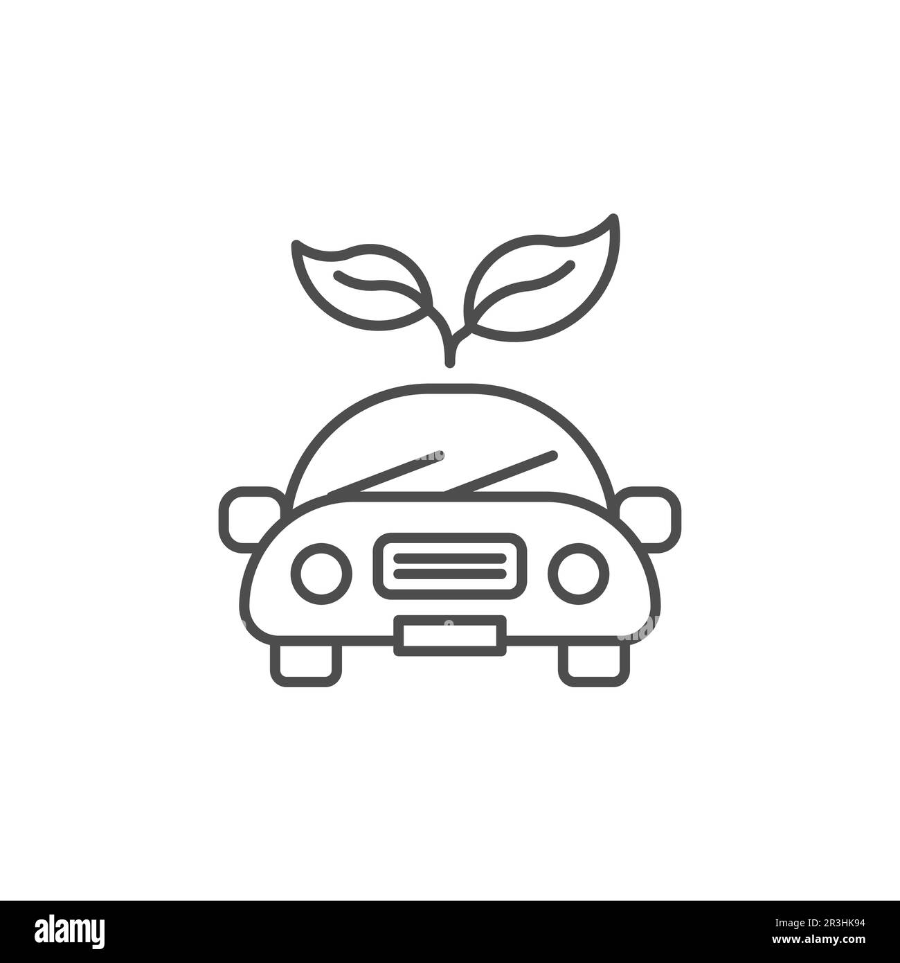 Lineares Vektorsymbol für Eco Car. Umweltfreundliches Fahrzeug mit einer dünnen, individuell anpassbaren Abbildung für Biokraftstoff. Elektrofahrzeug. Abbildung: Vektorkontur Stock Vektor
