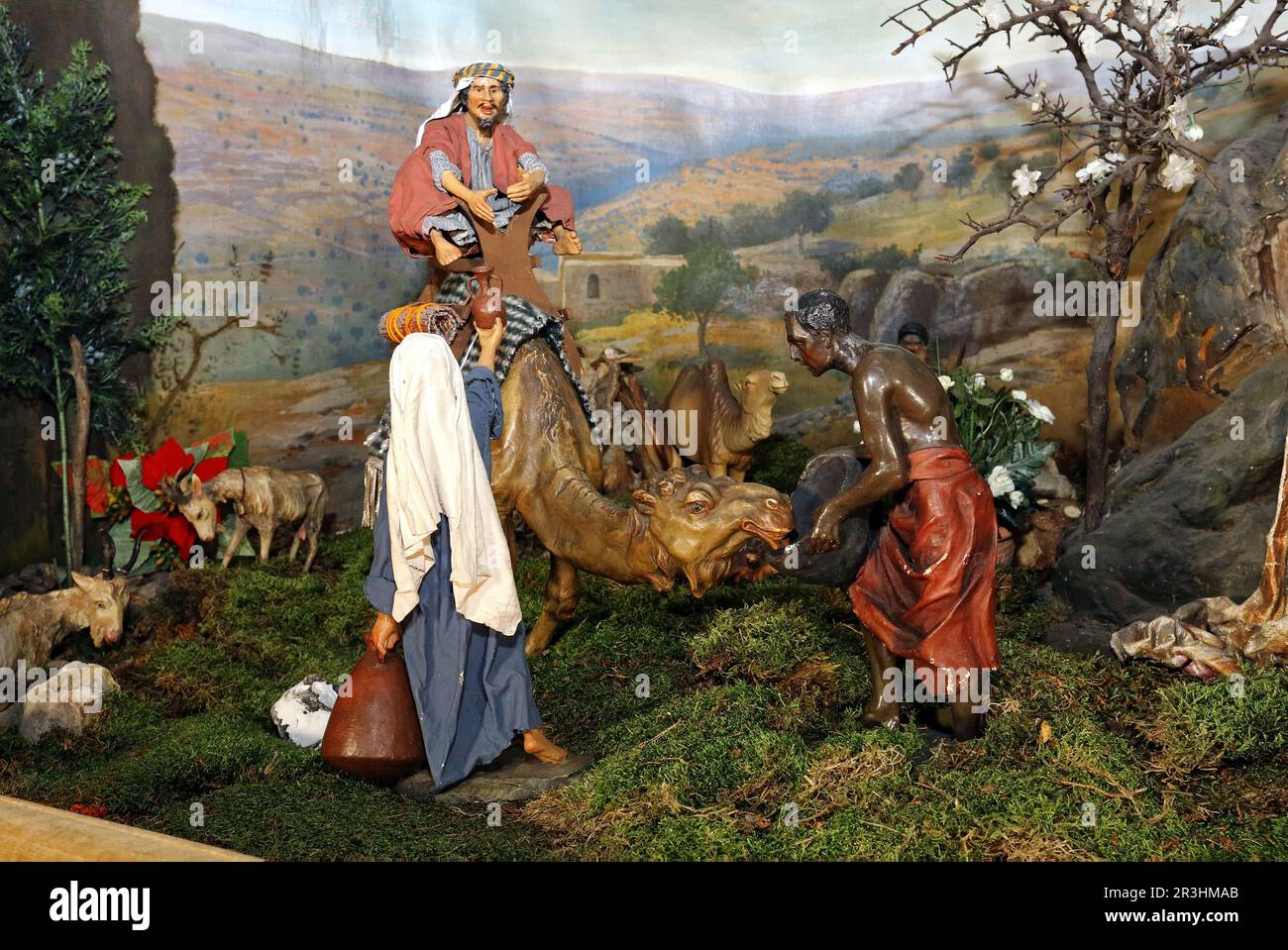 Weihnachtsbett, Krippenfiguren Stockfoto