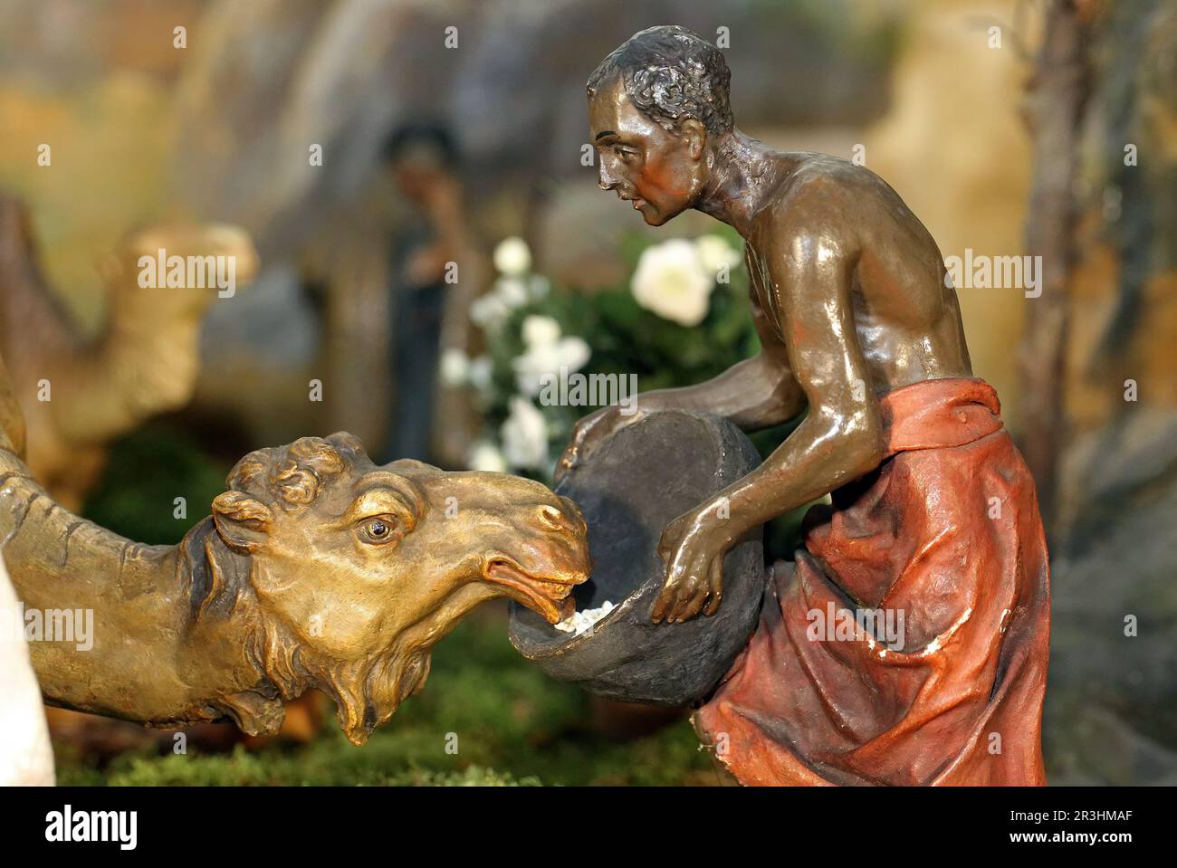Weihnachtsbett, Krippenfiguren Stockfoto