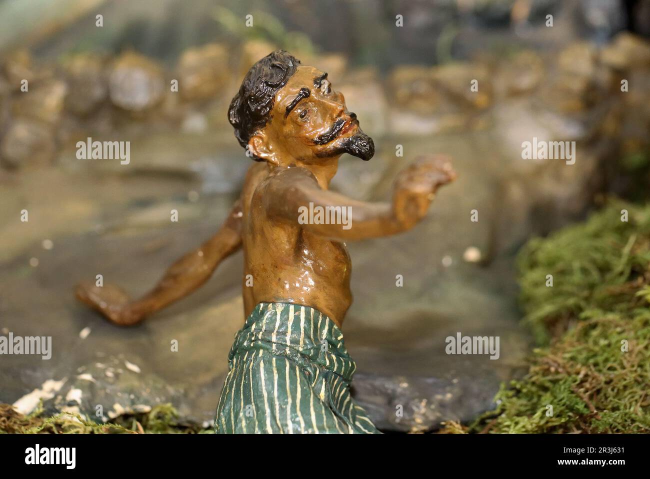 Krippenfigur, Hirte Stockfoto