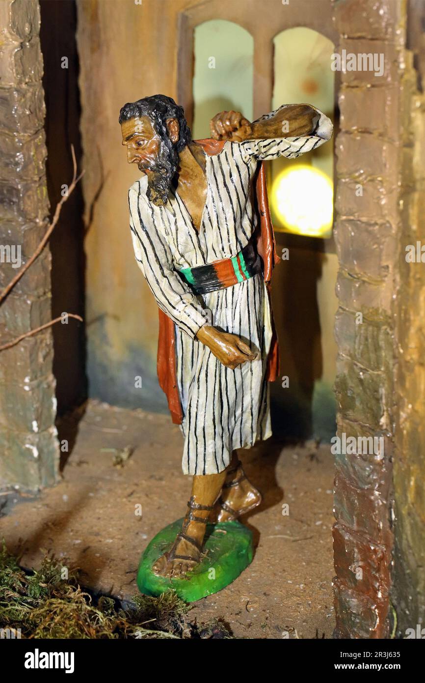 Krippenfigur, Hirte Stockfoto