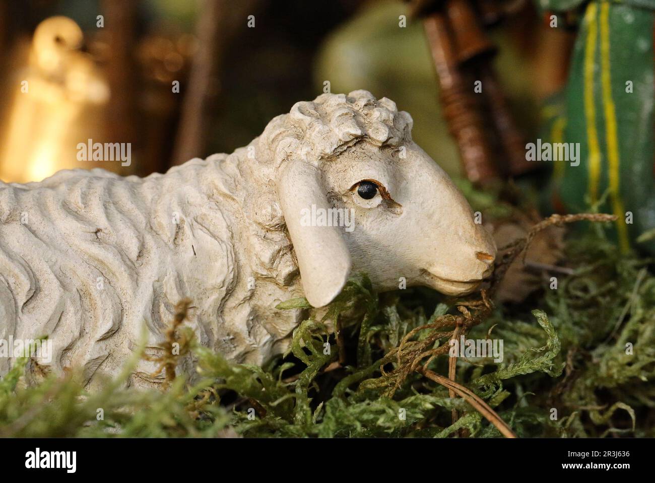 Krippenfiguren, Schafe Stockfoto