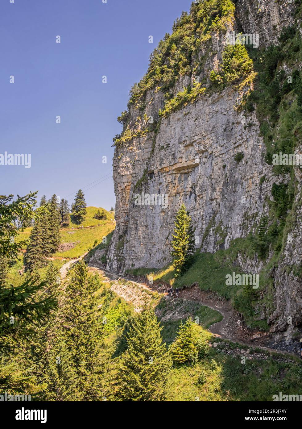 Wanderweg in großer Höhe in der Nähe von Hoher Kasten Appenzell Innerrhoden, Schweiz Stockfoto