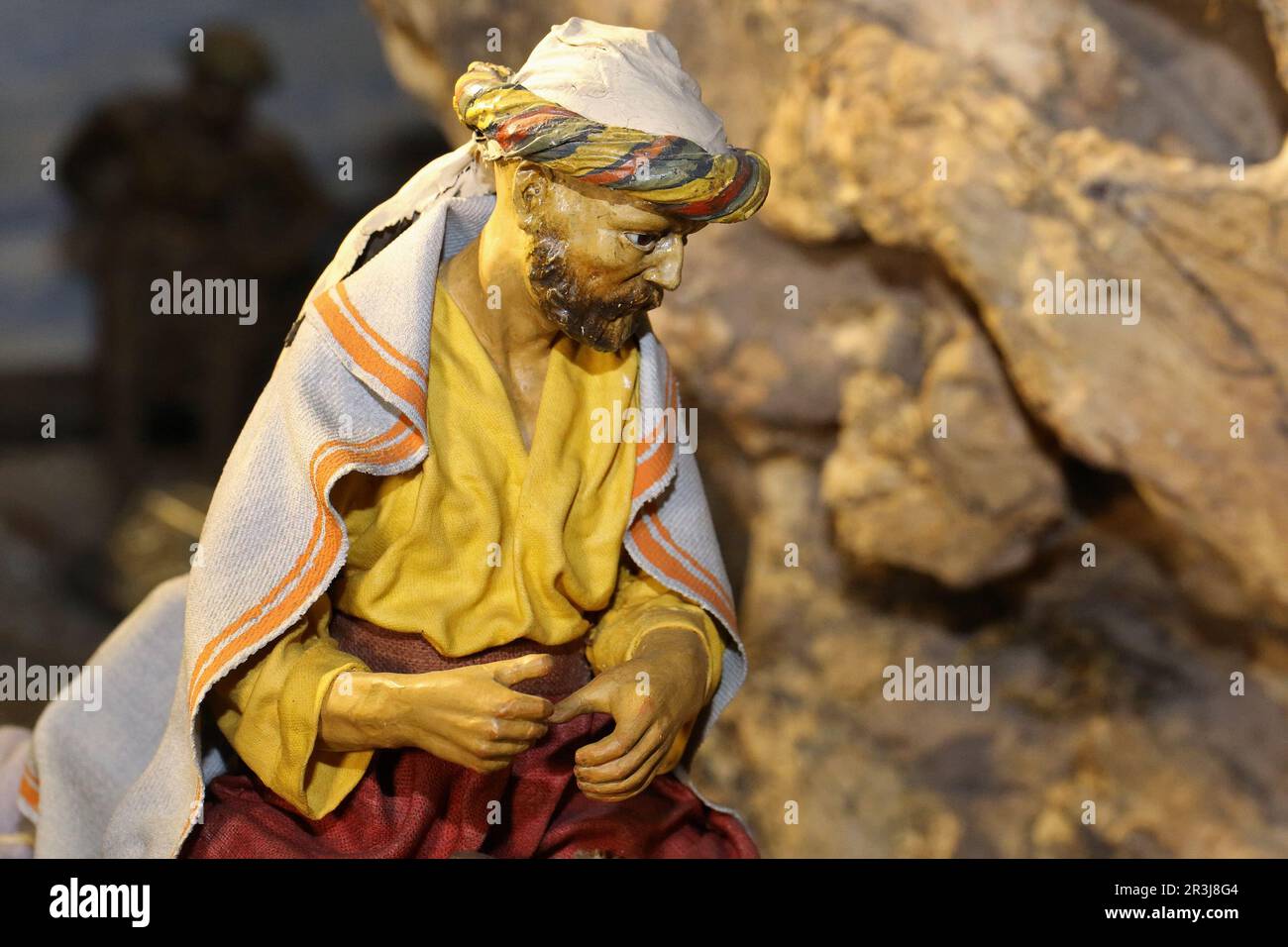 Krippenfigur, Hirte Stockfoto