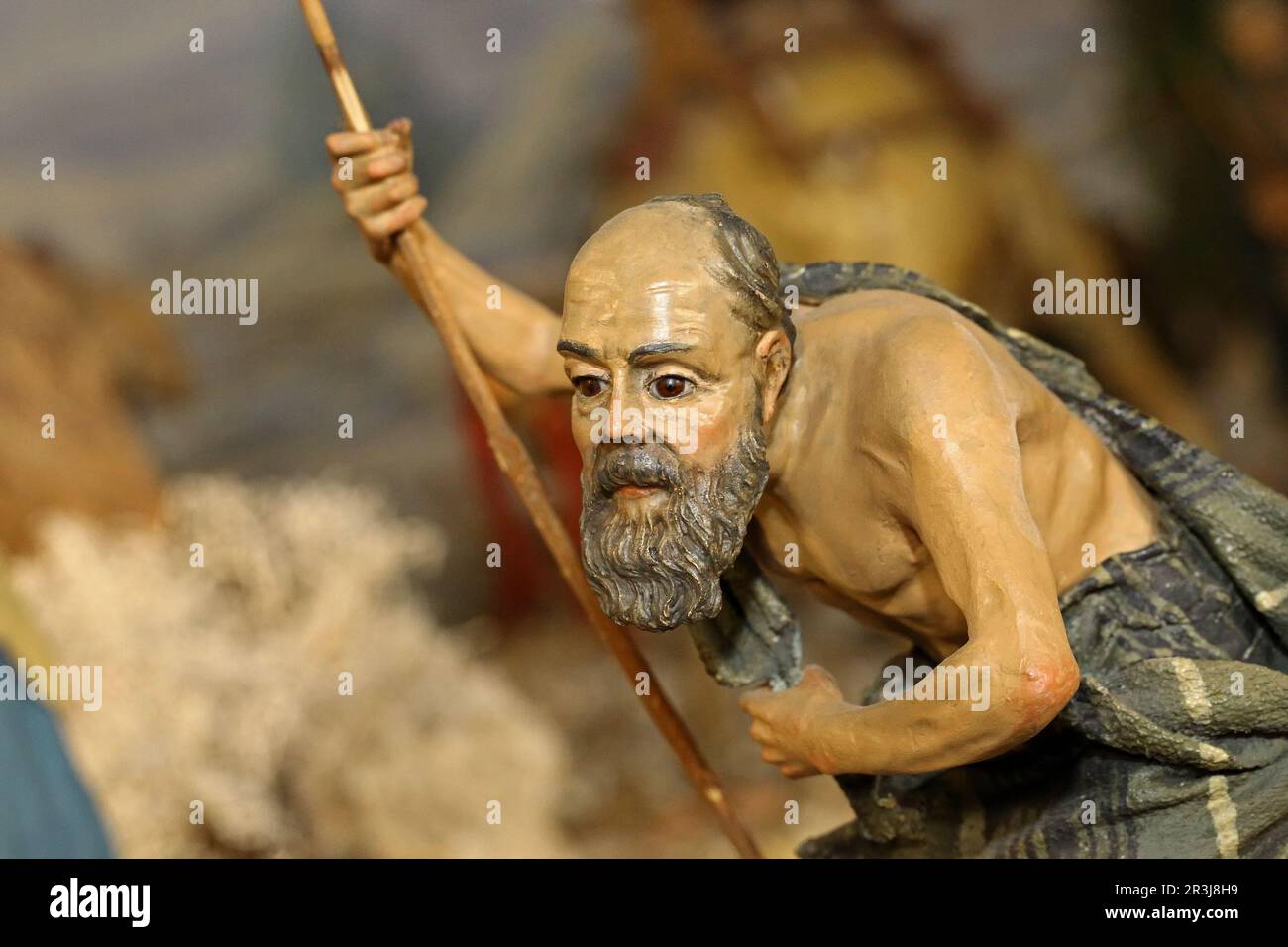 Krippenfigur, Hirte Stockfoto