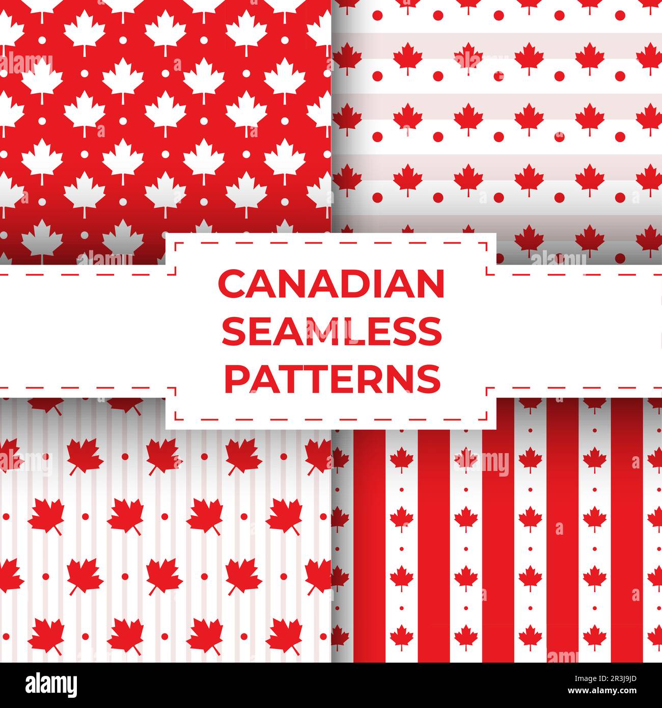 Kollektion Von Canadian Seamless Pattern. Dekorative Hintergründe. Vektordarstellung In Flacher Form Stock Vektor