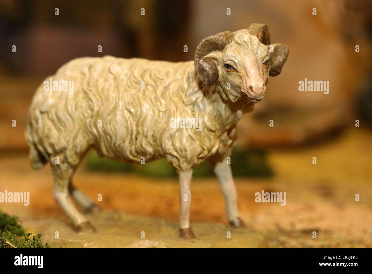 Krippenfigur, Schafe Stockfoto