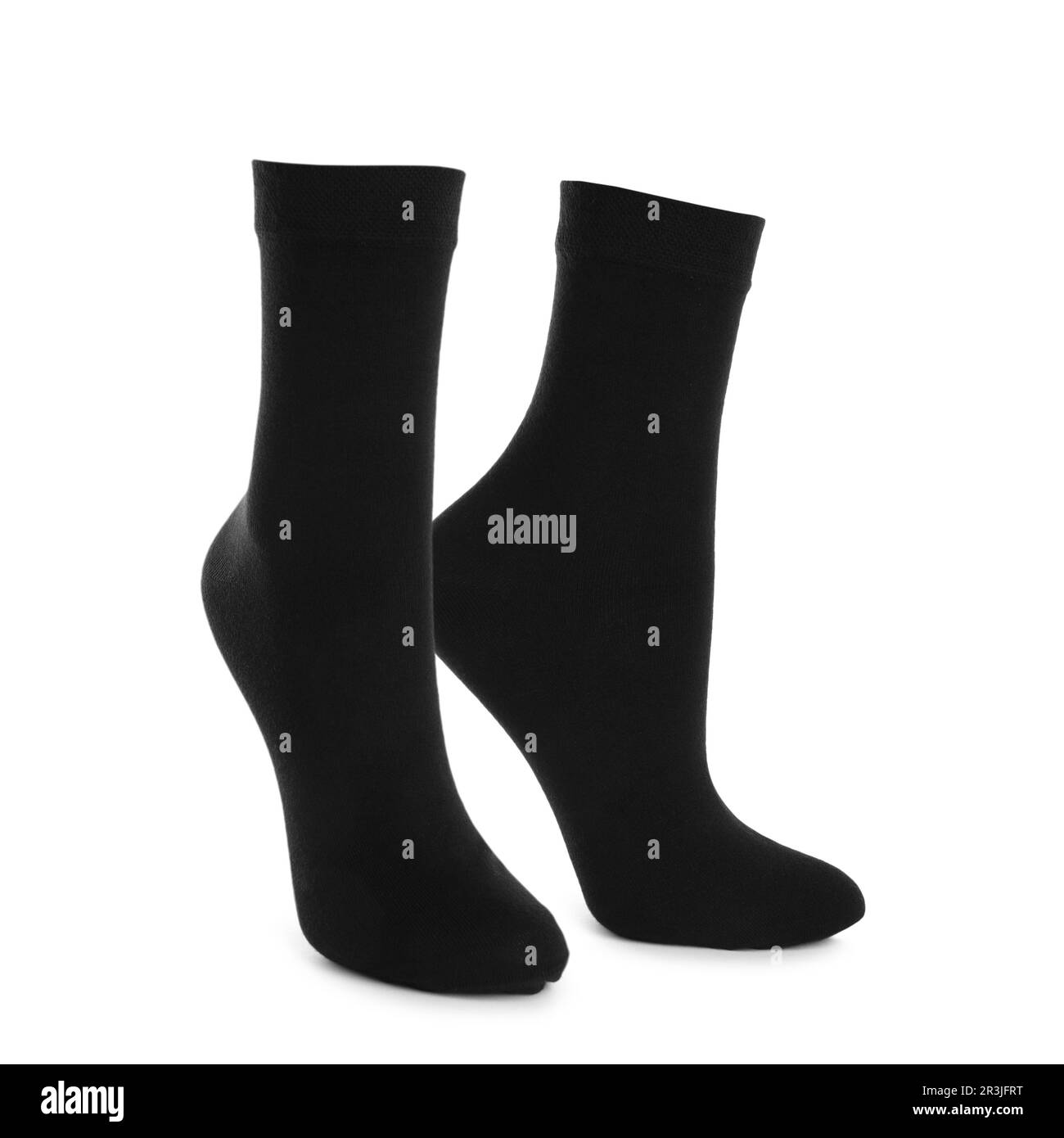 Ein Paar schwarze Socken, isoliert auf Weiß Stockfoto