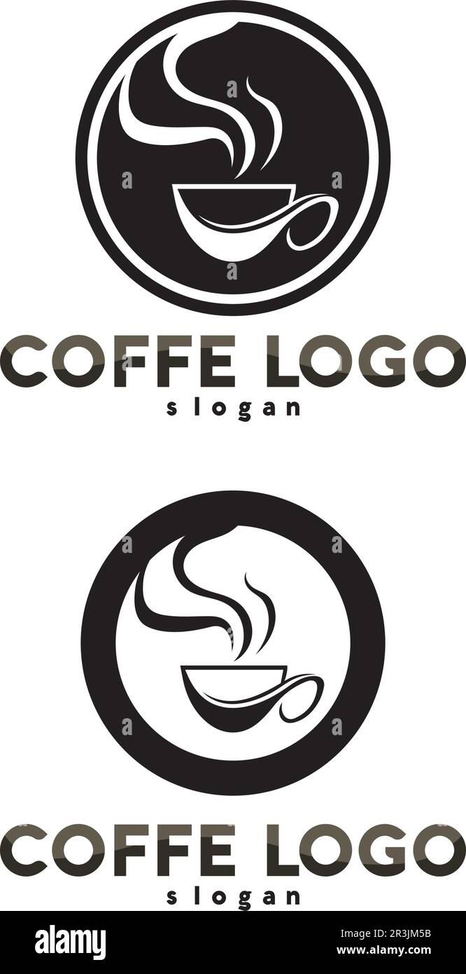 Kaffeetasse Logo-Vorlage Vektorsymbol-Design und Kaffee-Schwarz Stock Vektor