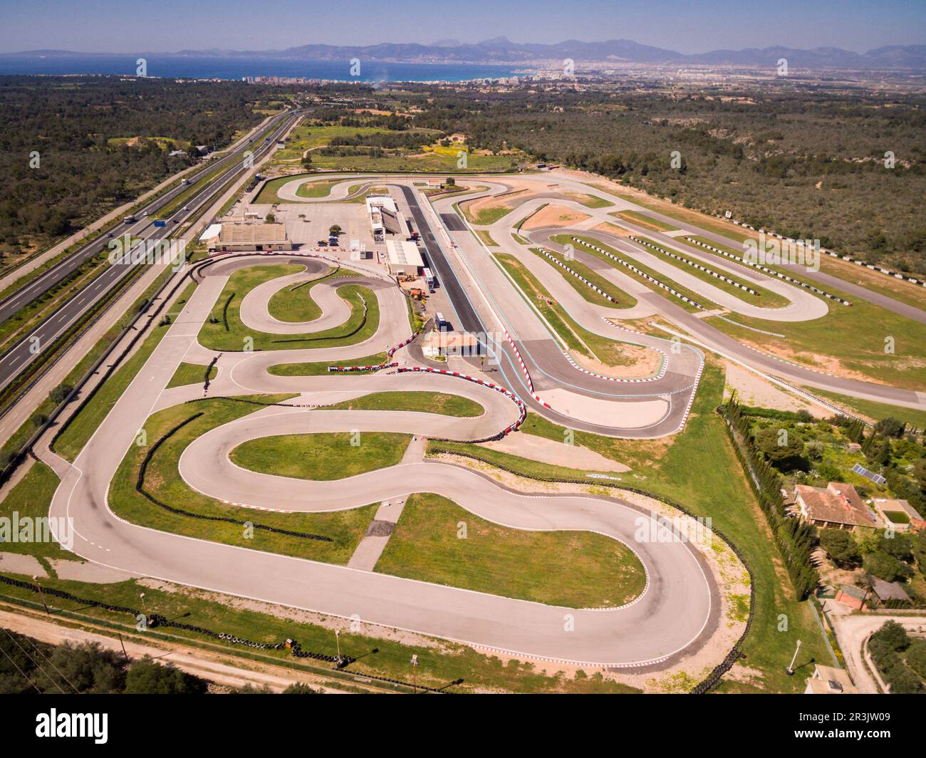 Circuito de Llucmajor Rennarena, Länge: 3.200 Meter, Gemeinde Llucmajor, Mallorca, Balearen, Spanien, Europa. Stockfoto