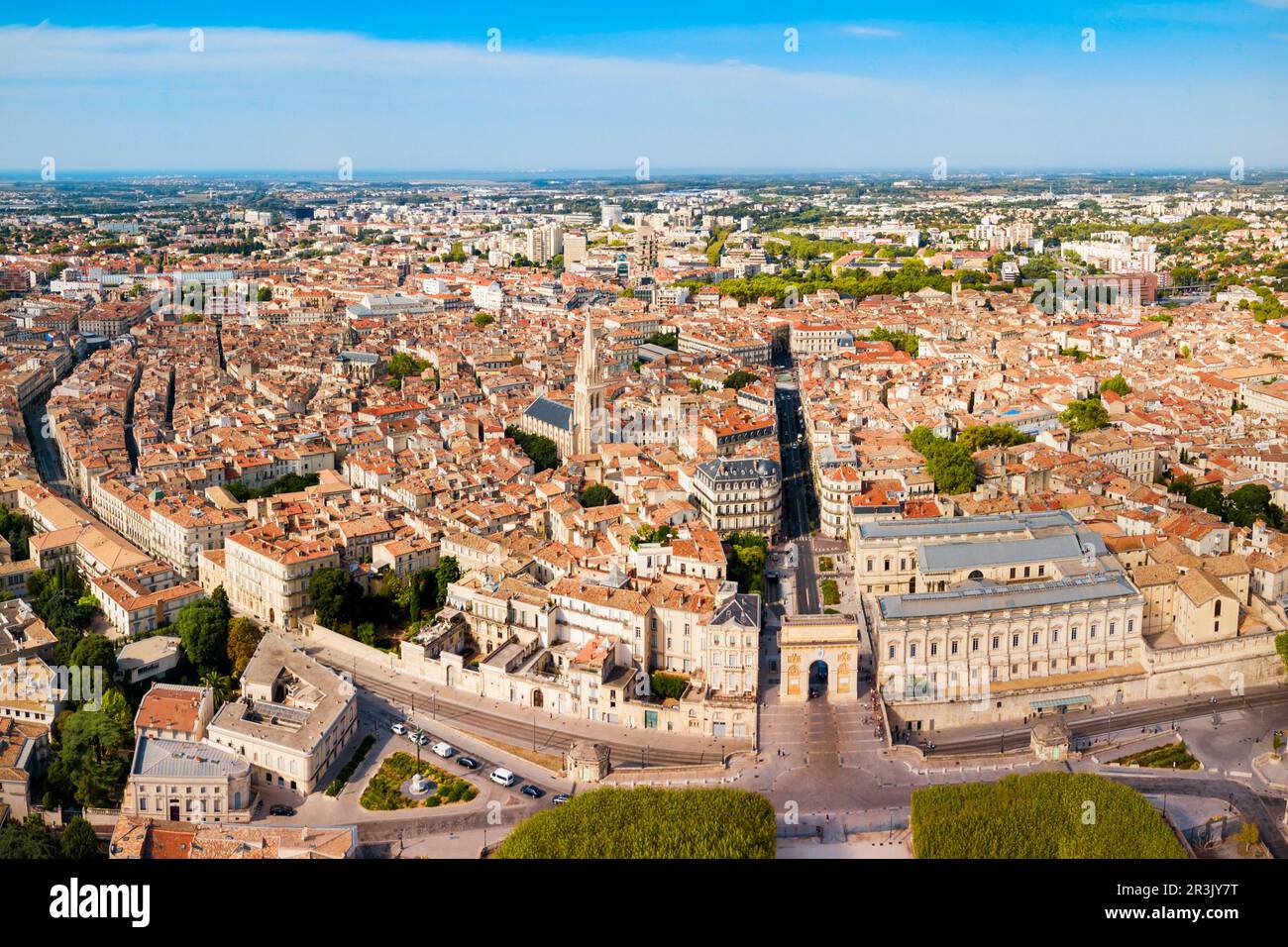 Montpellier Antenne Panoramablick. Montpellier ist die Hauptstadt des Departement Hérault in Südfrankreich. Stockfoto