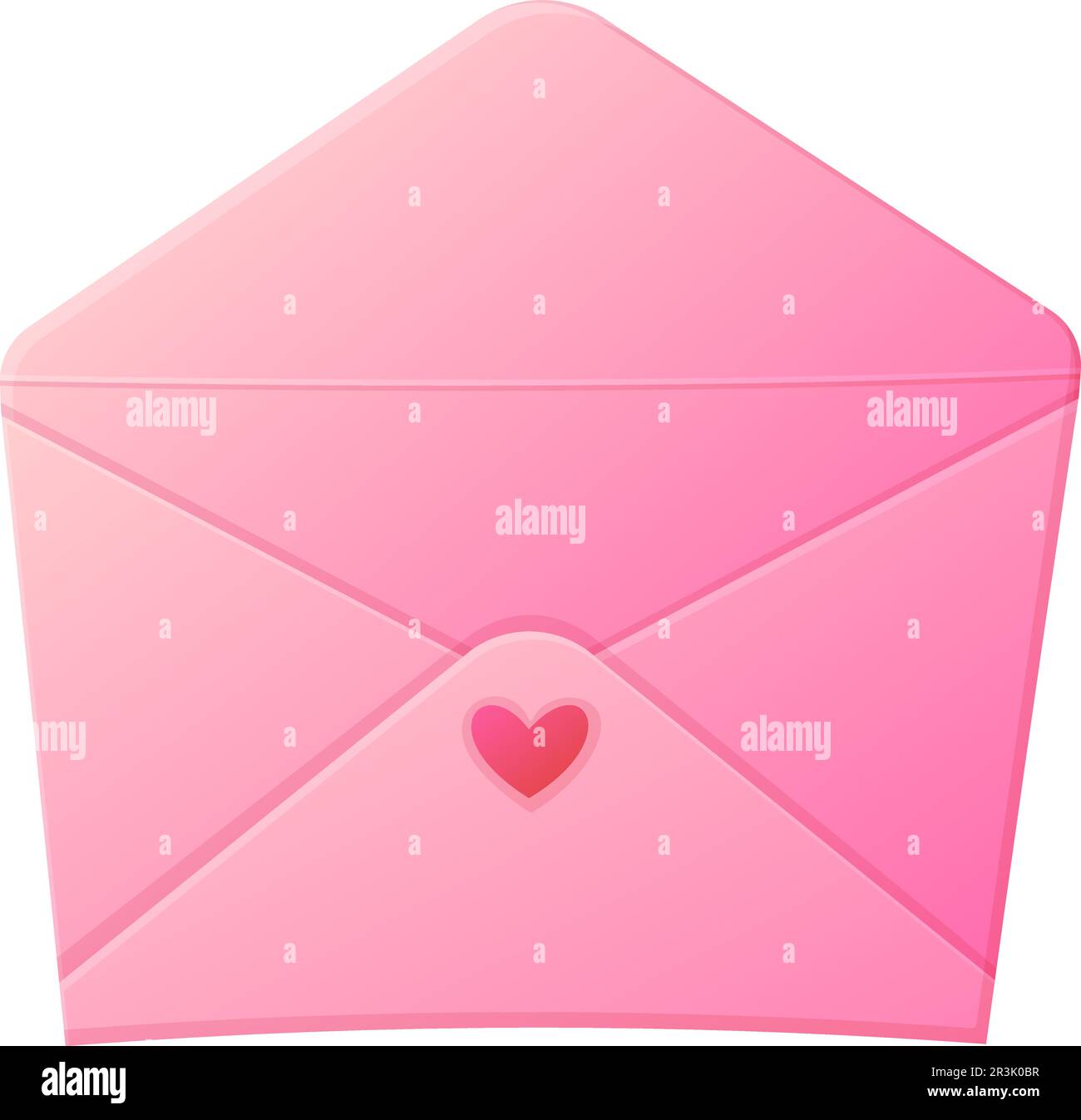 Liebesbrief. Öffne den leeren Umschlag mit dem Herzen. Vanentinstag, romantisches Beichtkonzept. Stock Vektor