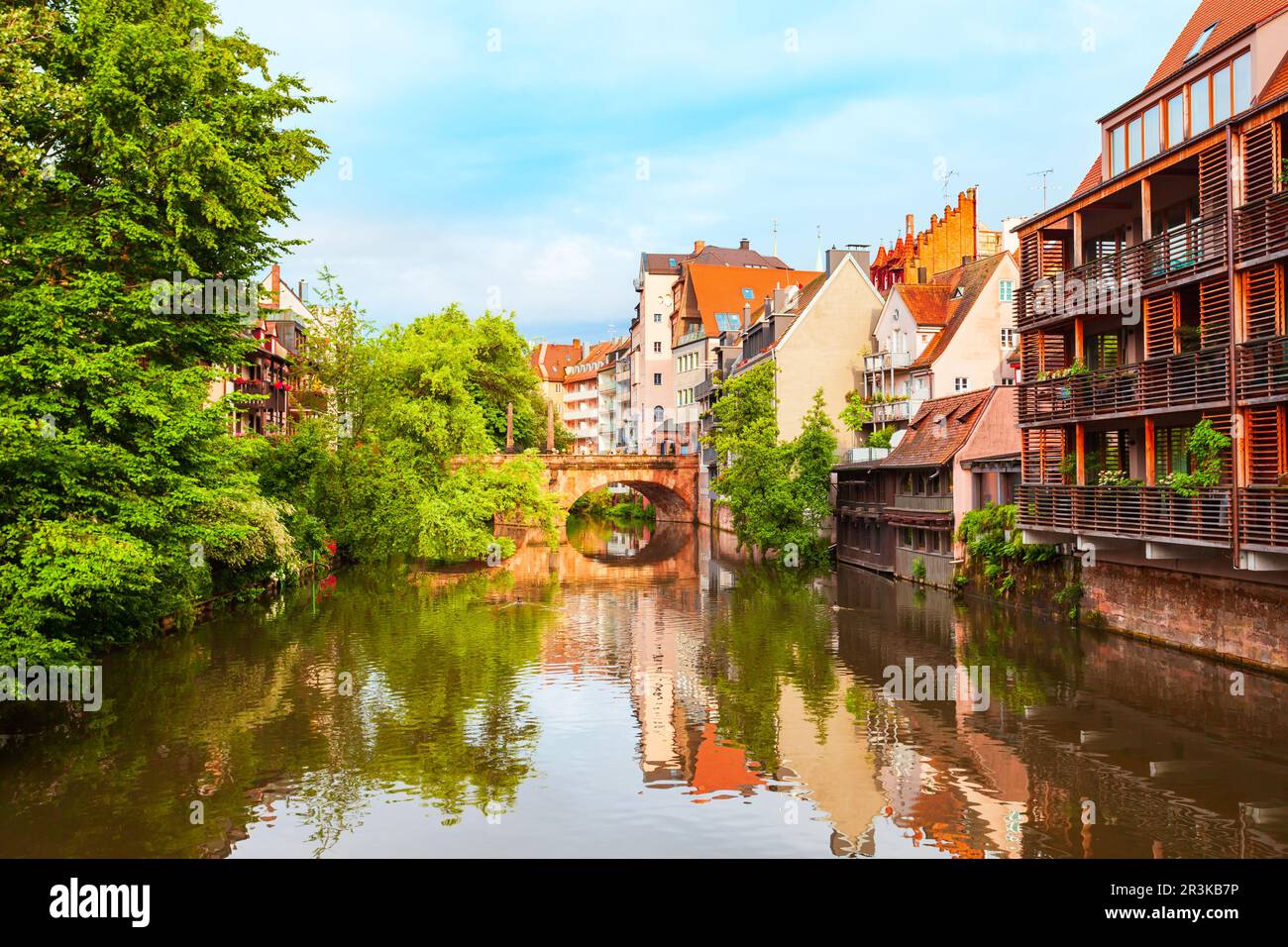 Nürnberger Altstadt. Nürnberg ist die zweitgrößte Stadt des bayerischen Staates in Deutschland. Stockfoto