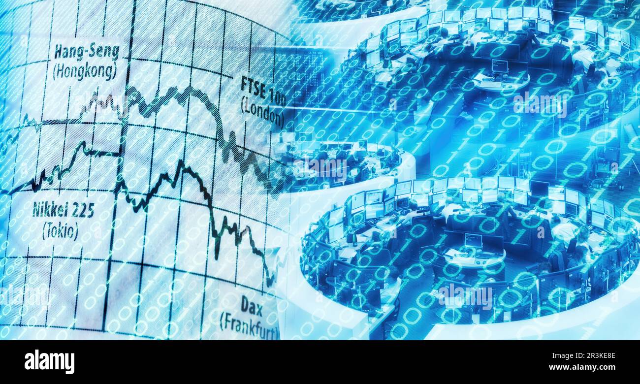 Algorithmen verwalten den globalen Handel über computergestützte digitale Börsen Stockfoto