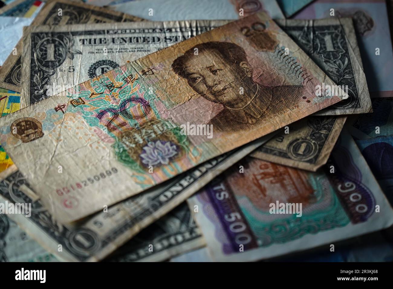 Hintergrund der chinesischen Banknoten-Währung Stockfoto
