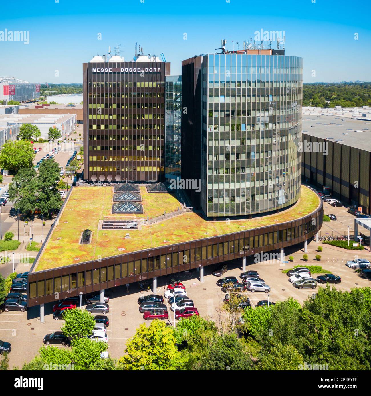 Düsseldorf, Deutschland - Juli 02, 2018: Düsseldorf Messe Messe und die Esprit Arena in Düsseldorf Stadt in Deutschland Stockfoto