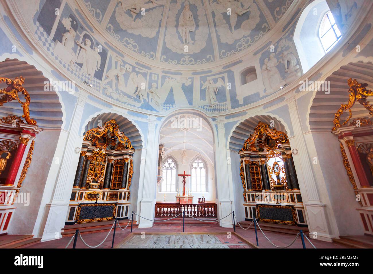 Würzburg, 11. Juli 2021: Marienkirche oder Marienkirche auf der Festung Marienberg in Würzburg. Würzburg oder Würzburg ist eine Stadt in Franken Stockfoto