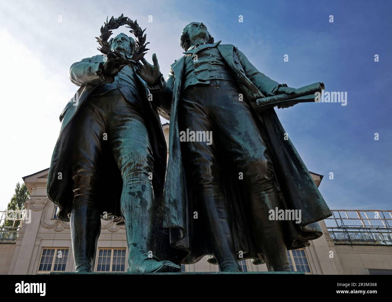 Doppelstatue Goethe Schiller Monument von Ernst Rietschel, Weimar, Thüringen, Deutschland, Europa Stockfoto