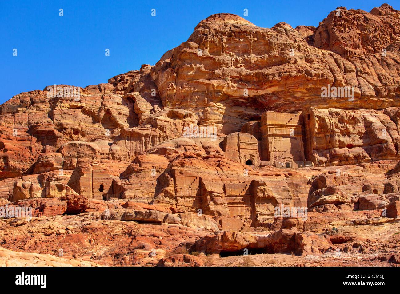 Facades Street in der alten Stadt Petra, Jordanien Stockfoto