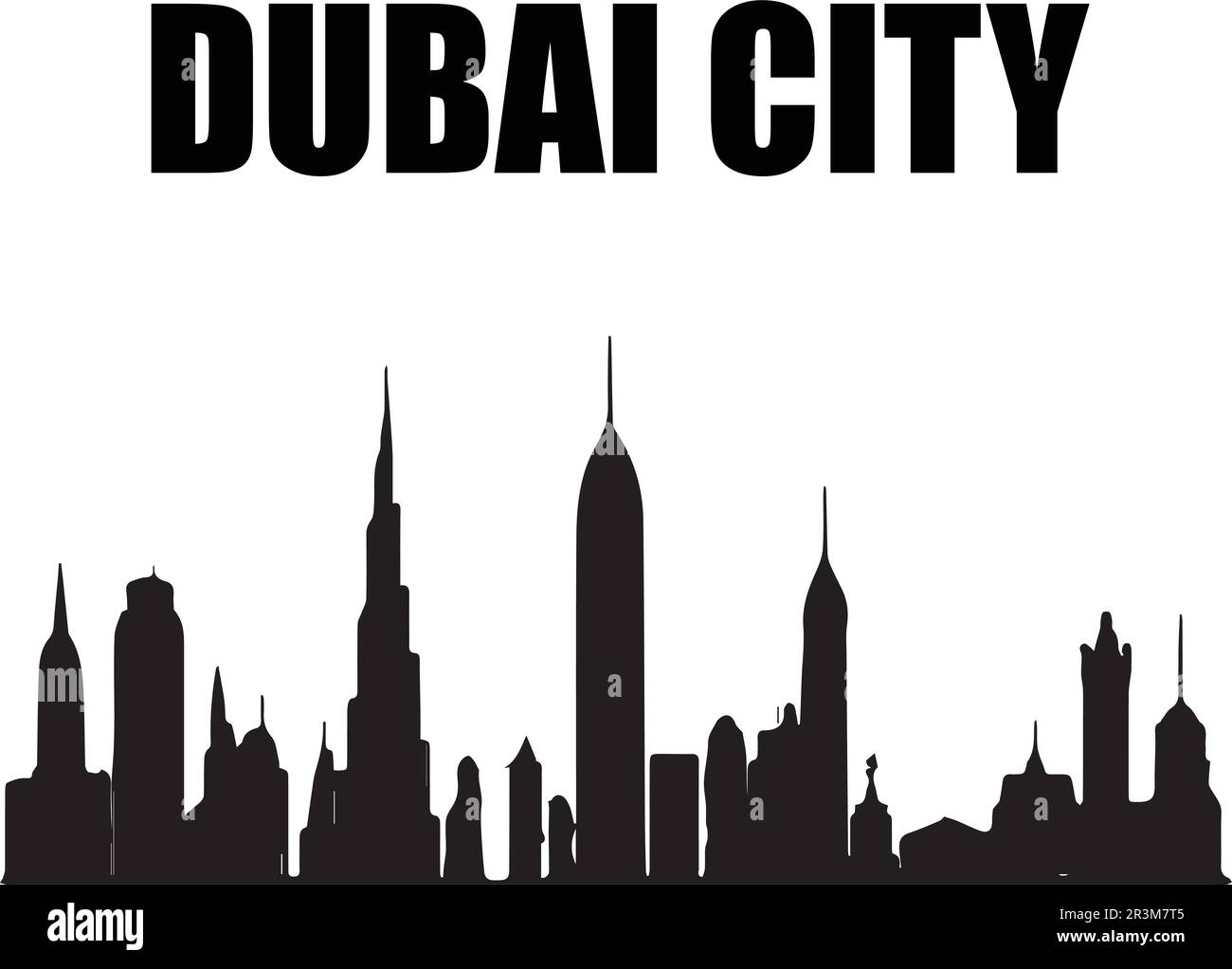 Eine schwarz-weiße Dubai City Vector Illustration. Stock Vektor