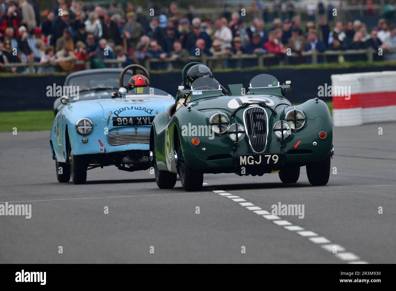 Hans-Martin Schneeberger, Jaguar XK120, Tony Gaze Trophy, ein zwanzig-Minuten-Rennen mit nur einem Fahrer für Straßenfahrzeuge und Sportwagen, die in Rennen mitmachten Stockfoto