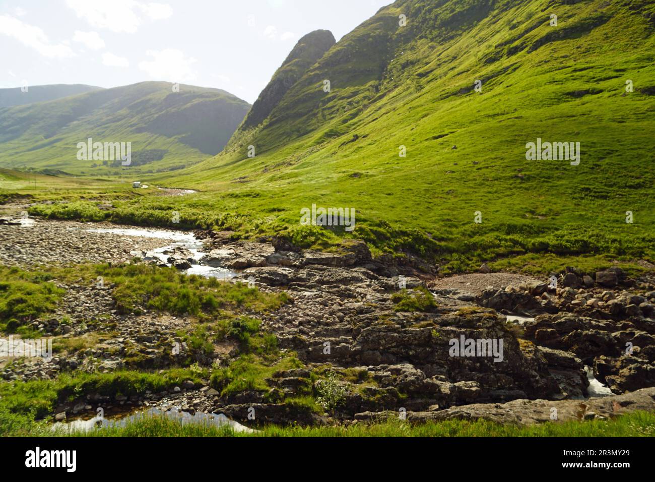 Fahrt mit dem Sessellift im Glencoe Mountain Resort Stockfoto