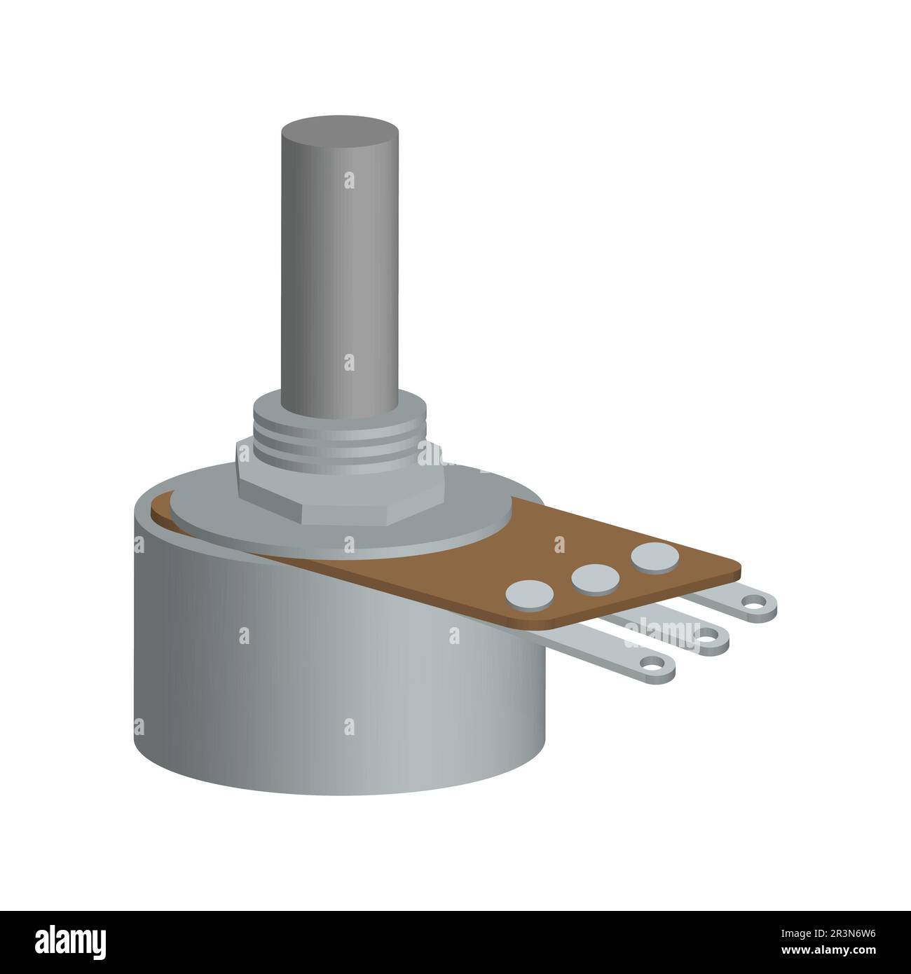 3D Darstellung des Potentiometers oder variablen Widerstands Stock Vektor