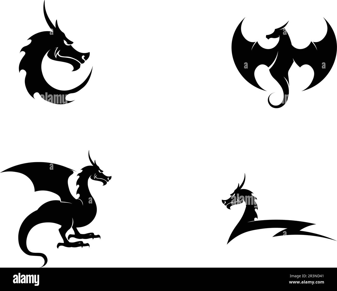 Kopf dragon flachen Farbe logo template Vector Illustration Stock Vektor