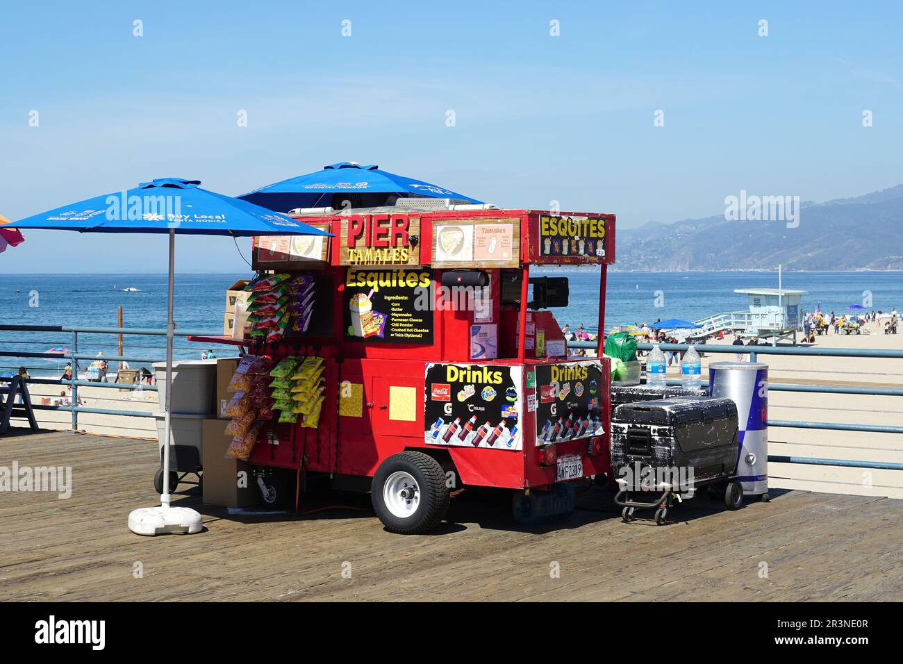 Street Food, Pacific Ocean Park, Pier, State Beach, Santa Monica, Los Angeles County, Kalifornien, USA, Nordamerika, Santa Monica Historic Landmark Stockfoto