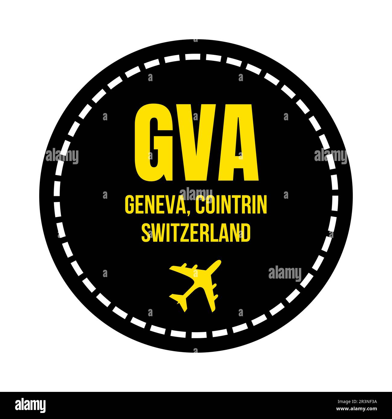 Symbol für den Flughafen GVA Genf Stockfoto
