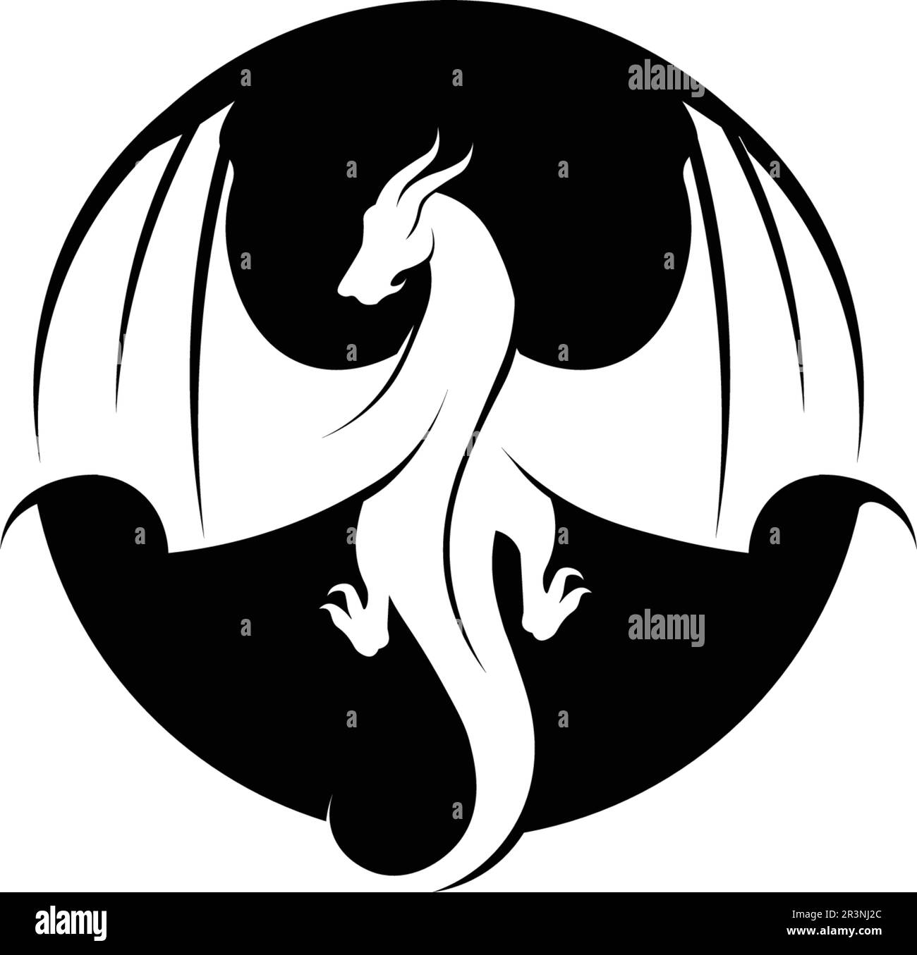 Kopf dragon flachen Farbe logo template Vector Illustration Stock Vektor